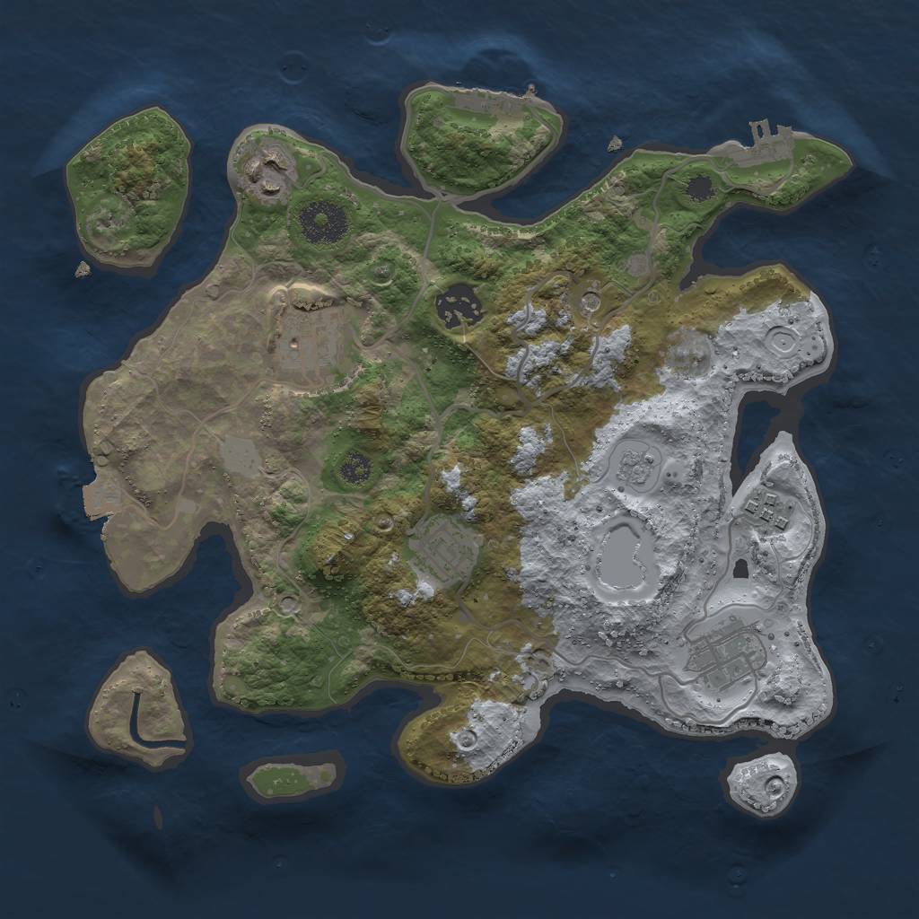 Rust Map: Procedural Map, Size: 3000, Seed: 9129231, 13 Monuments