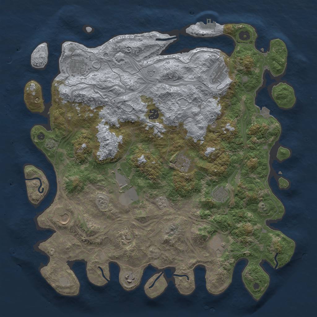 Rust Map: Procedural Map, Size: 4400, Seed: 44273512, 18 Monuments