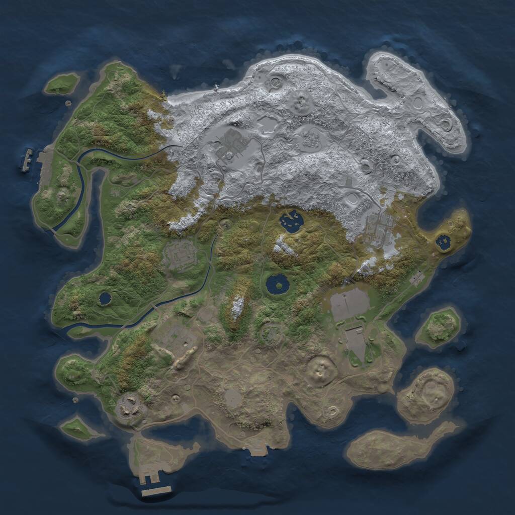 Rust Map: Procedural Map, Size: 3500, Seed: 24970447, 13 Monuments