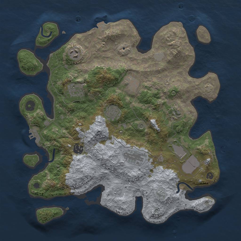 Rust Map: Procedural Map, Size: 3500, Seed: 766670399, 15 Monuments
