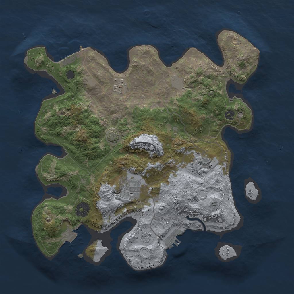 Rust Map: Procedural Map, Size: 3000, Seed: 13042, 10 Monuments