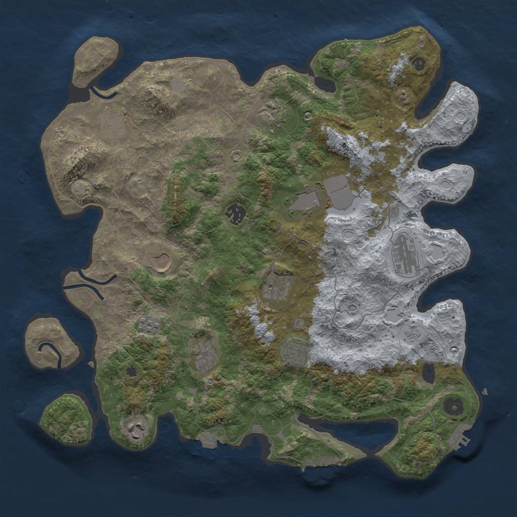 Rust Map: Procedural Map, Size: 3950, Seed: 45004649, 19 Monuments