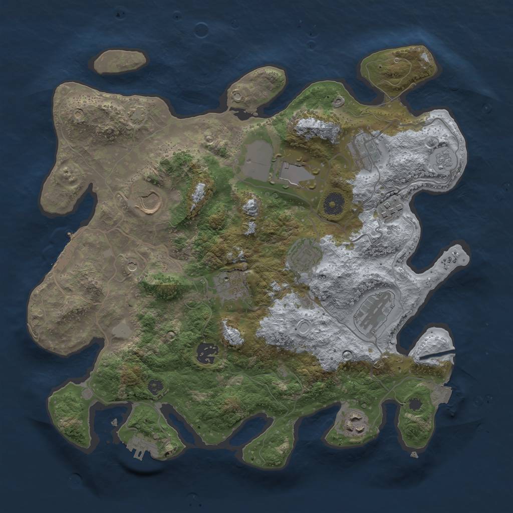 Rust Map: Procedural Map, Size: 3500, Seed: 333831750, 17 Monuments