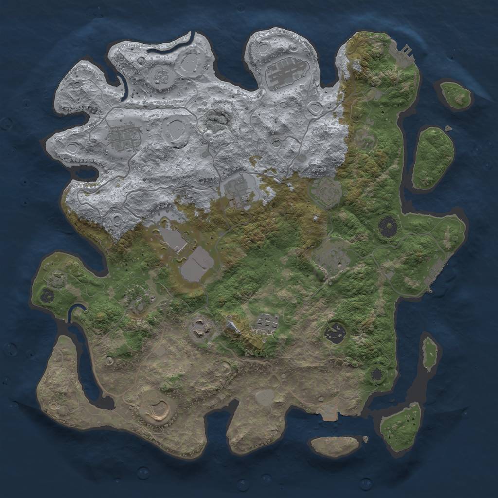 Rust Map: Procedural Map, Size: 3750, Seed: 995045137, 19 Monuments