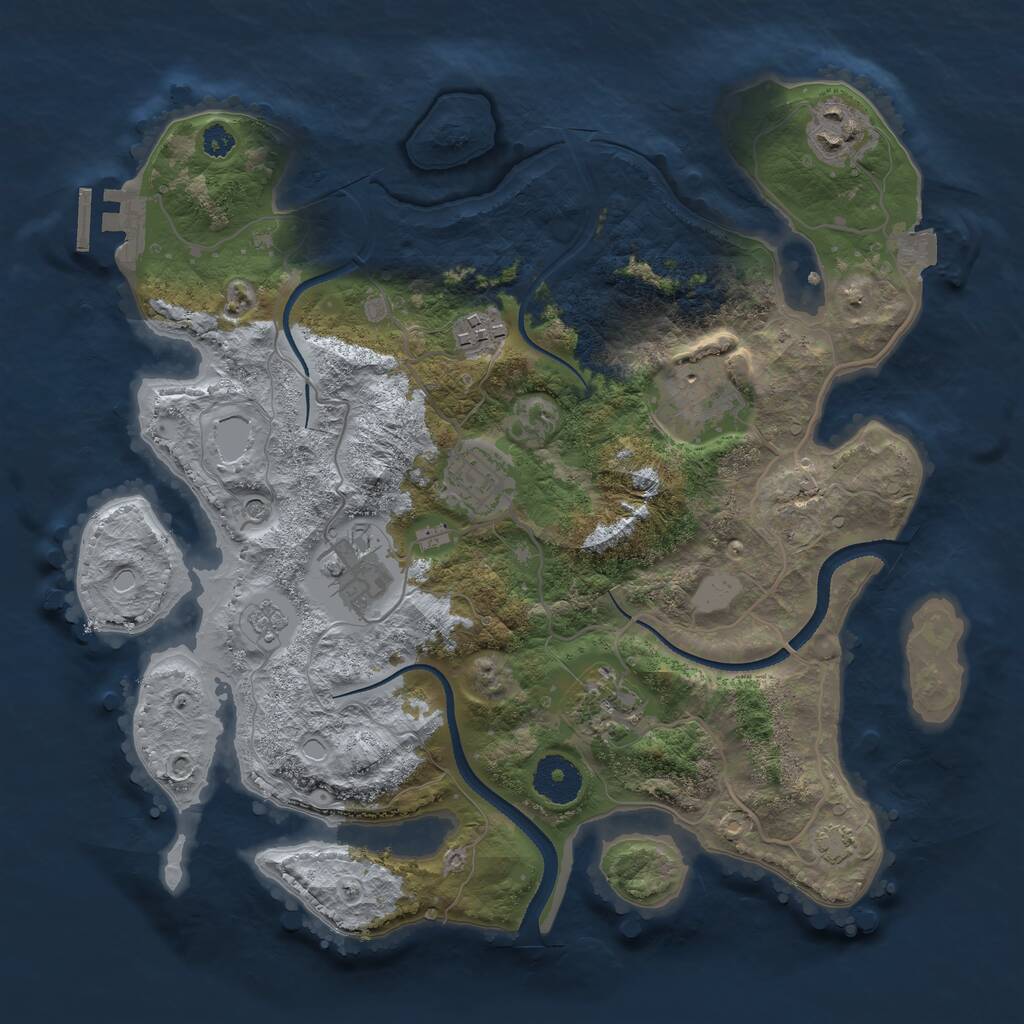 Rust Map: Procedural Map, Size: 3250, Seed: 303210, 11 Monuments