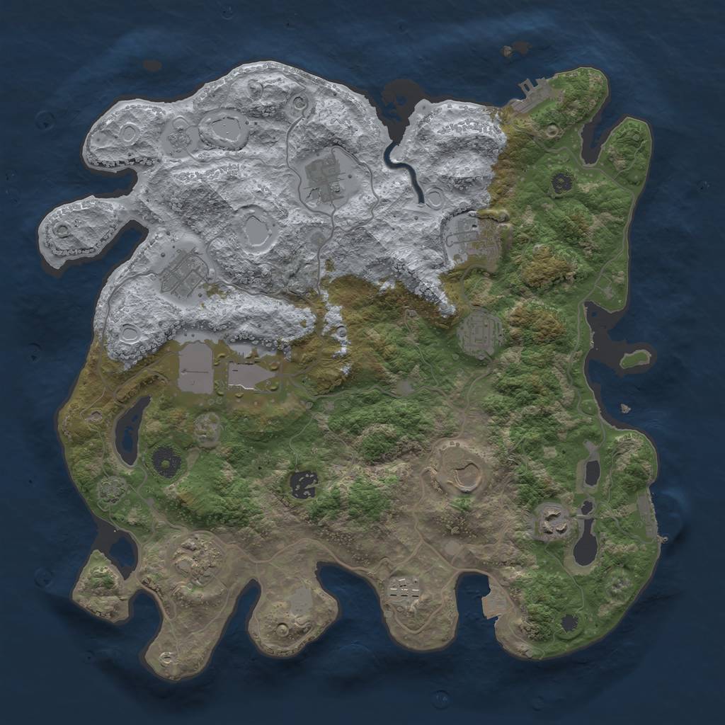 Rust Map: Procedural Map, Size: 3700, Seed: 4352134, 18 Monuments