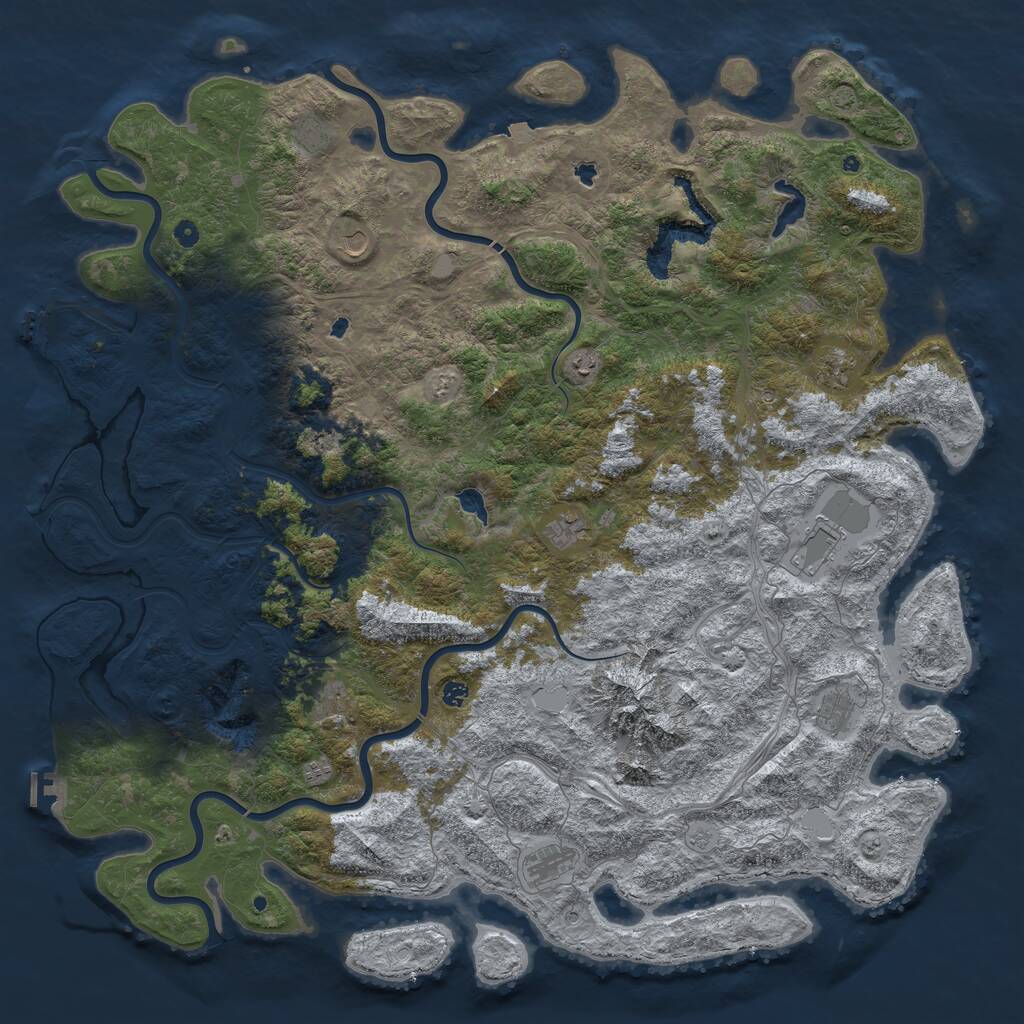Rust Map: Procedural Map, Size: 6000, Seed: 690069, 17 Monuments