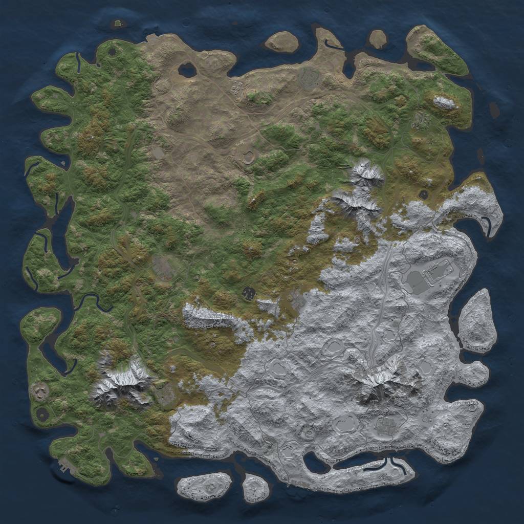 Rust Map: Procedural Map, Size: 6000, Seed: 690069, 19 Monuments