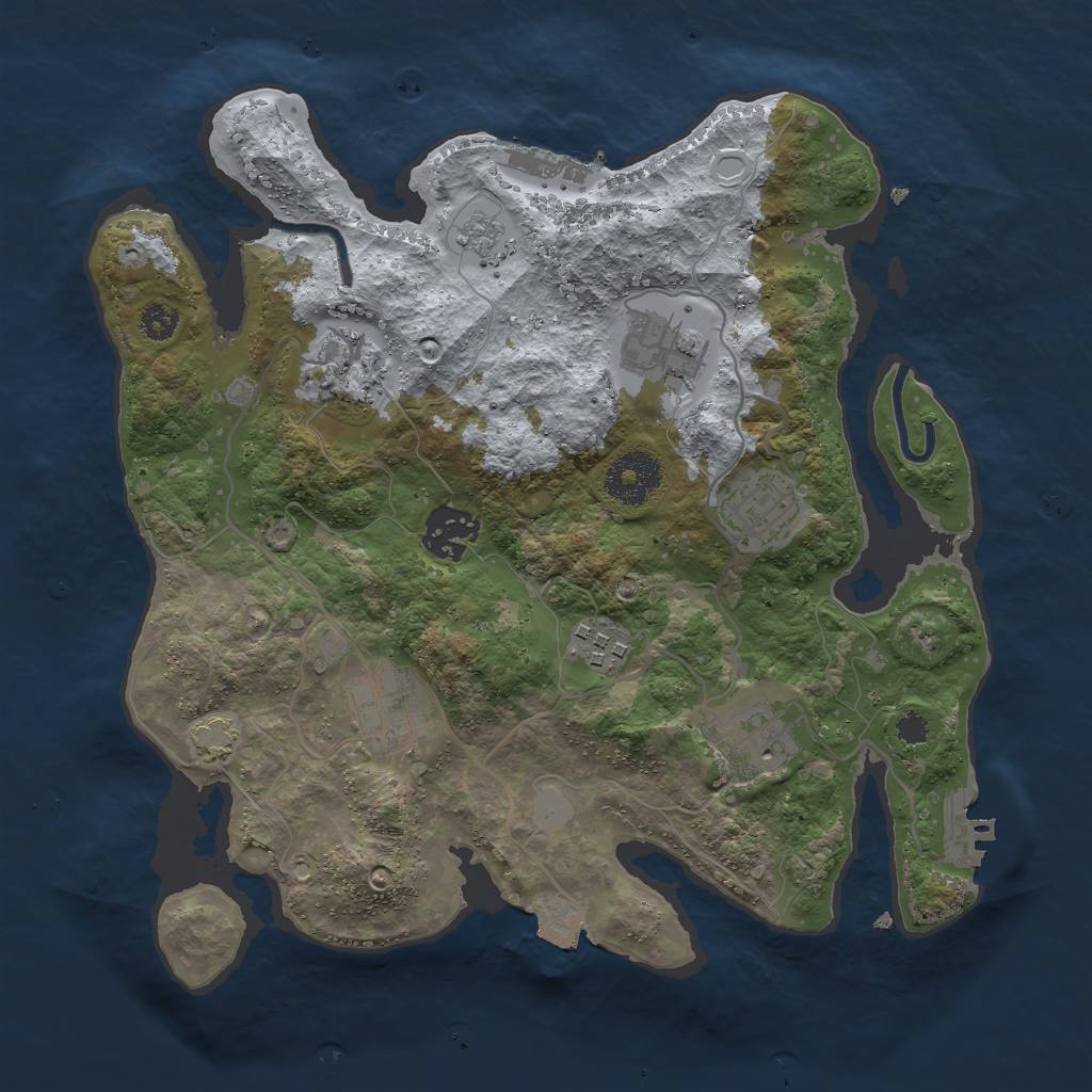 Rust Map: Procedural Map, Size: 3000, Seed: 6821, 14 Monuments