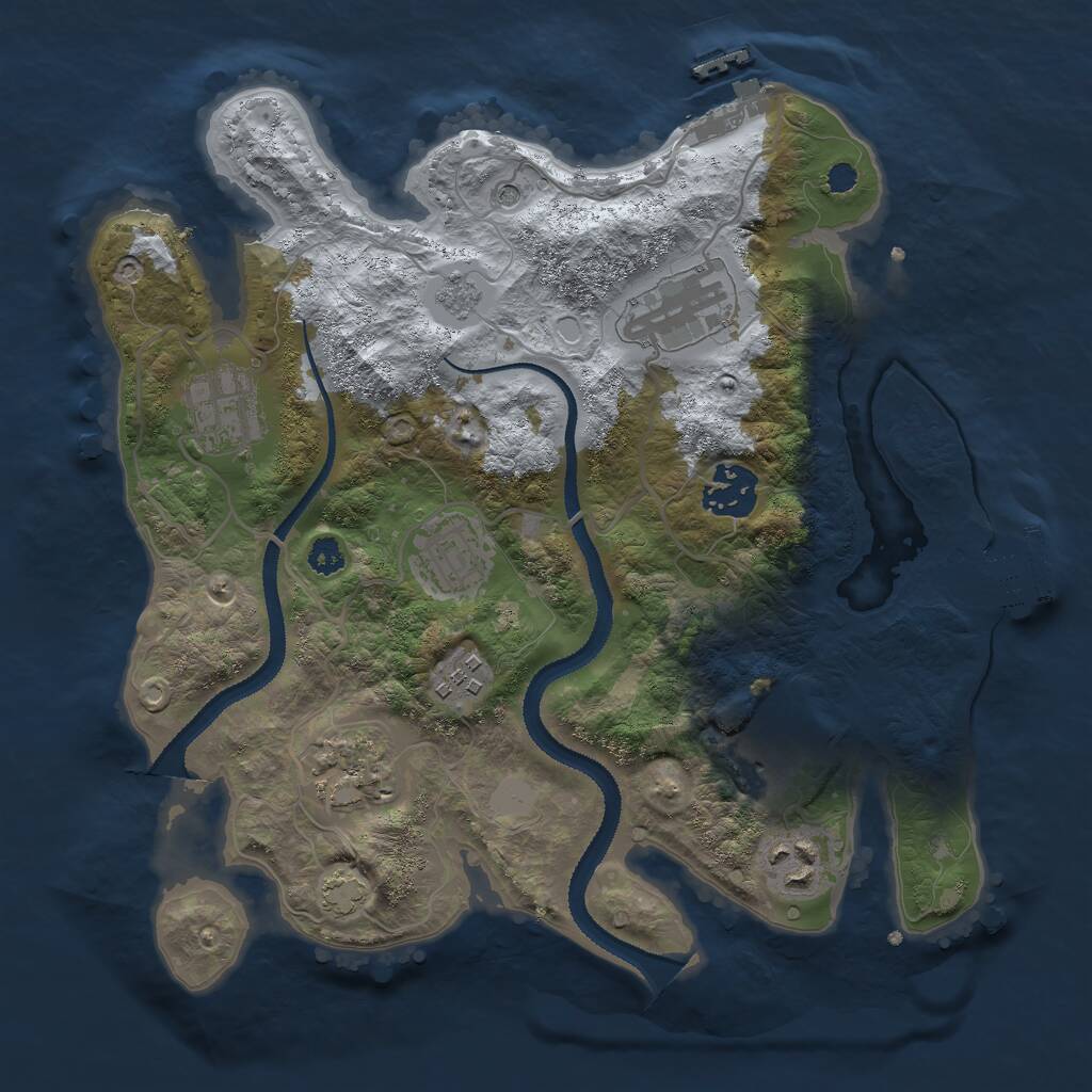 Rust Map: Procedural Map, Size: 3000, Seed: 6821, 14 Monuments