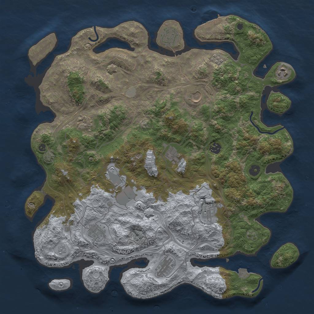 Rust Map: Procedural Map, Size: 4250, Seed: 1910078095, 18 Monuments
