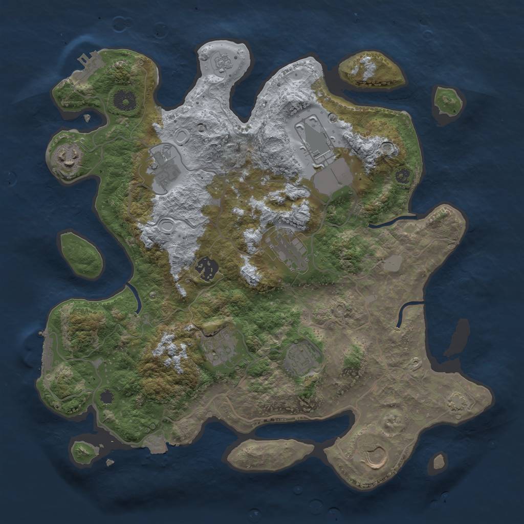 Rust Map: Procedural Map, Size: 3500, Seed: 1874372233, 15 Monuments