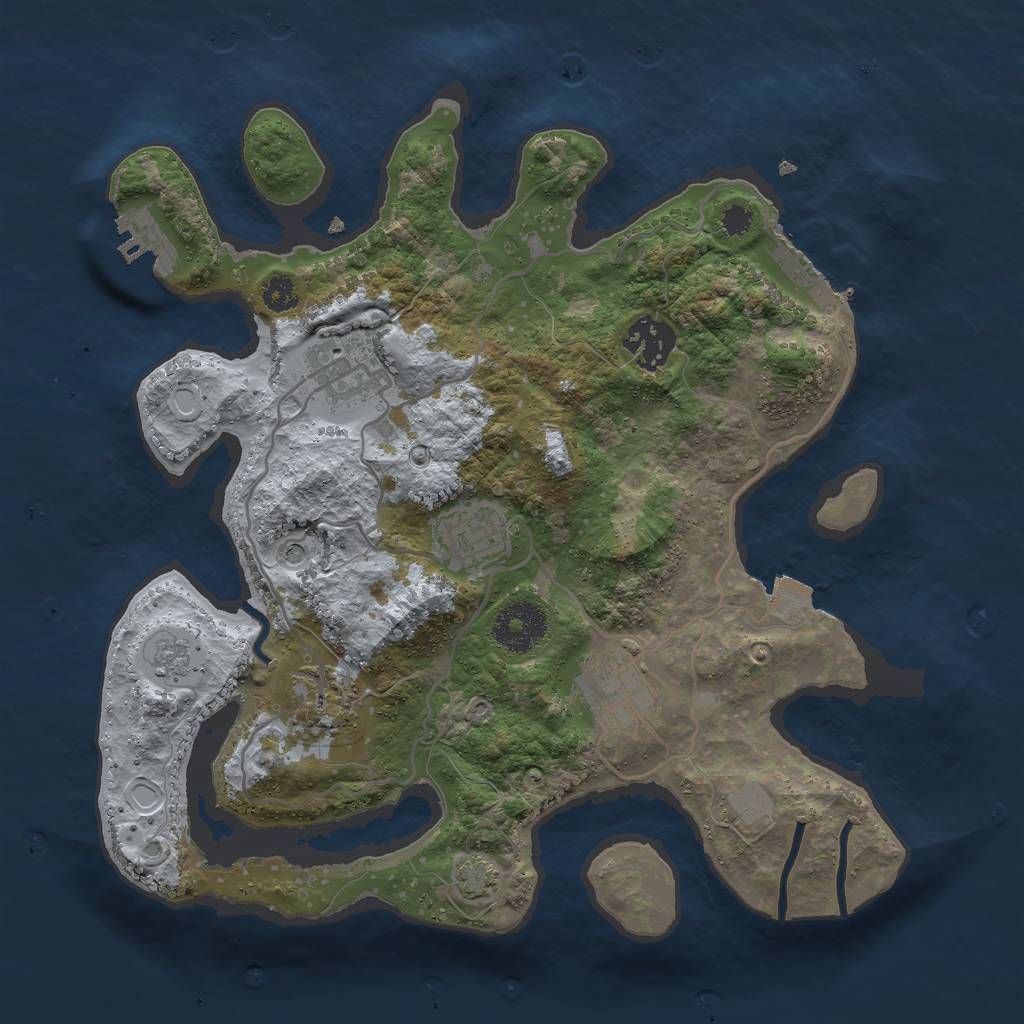 Rust Map: Procedural Map, Size: 3000, Seed: 1109774980, 13 Monuments