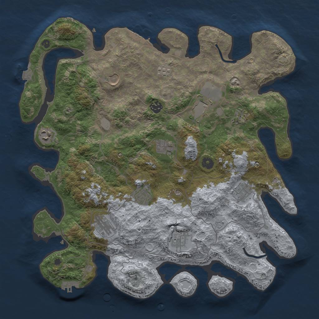 Rust Map: Procedural Map, Size: 4000, Seed: 8777, 19 Monuments