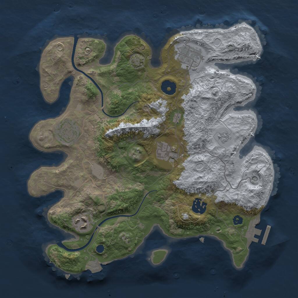 Rust Map: Procedural Map, Size: 3000, Seed: 1611716458, 10 Monuments