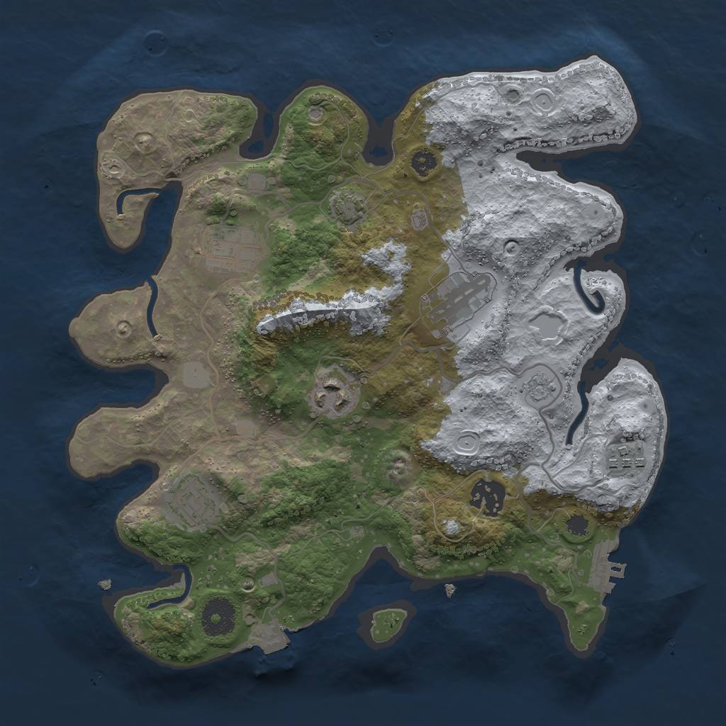 Rust Map: Procedural Map, Size: 3000, Seed: 1611716458, 12 Monuments
