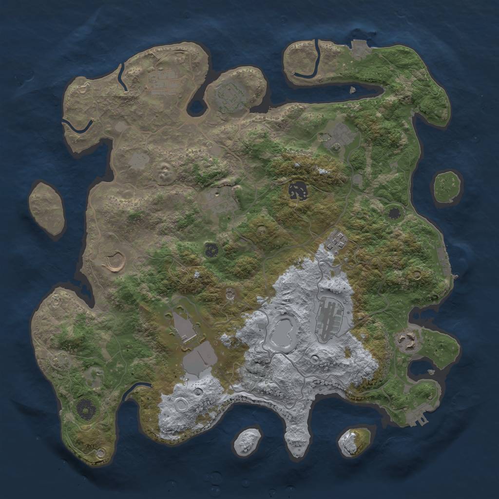 Rust Map: Procedural Map, Size: 3750, Seed: 62265877, 17 Monuments