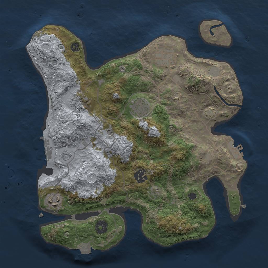 Rust Map: Procedural Map, Size: 3000, Seed: 1369990720, 13 Monuments