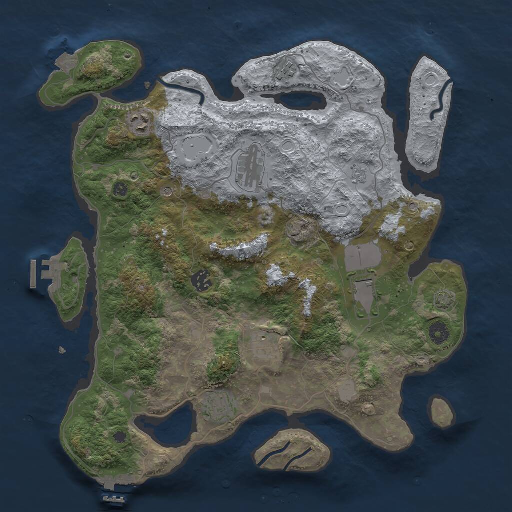 Rust Map: Procedural Map, Size: 3600, Seed: 839630860, 13 Monuments