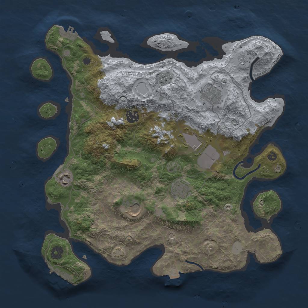 Rust Map: Procedural Map, Size: 3500, Seed: 1877379095, 15 Monuments