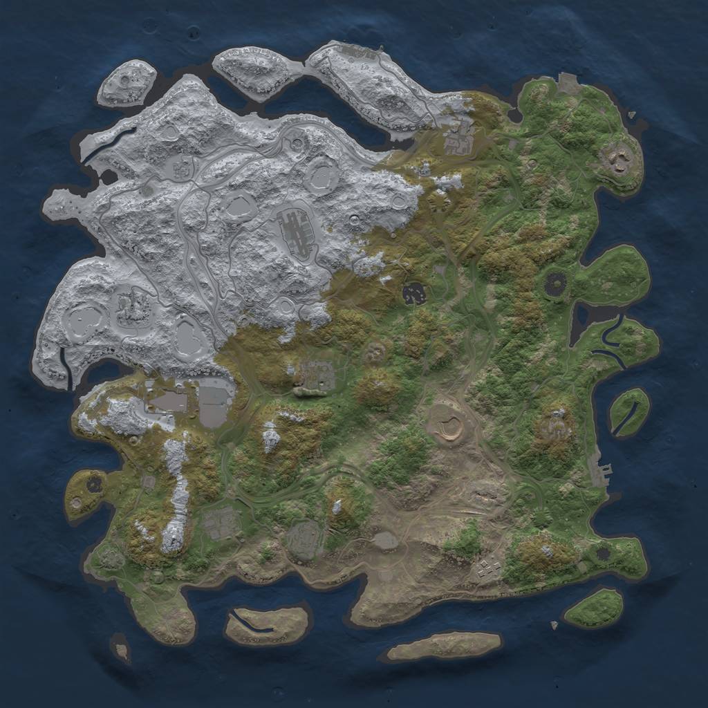 Rust Map: Procedural Map, Size: 4500, Seed: 667206917, 19 Monuments
