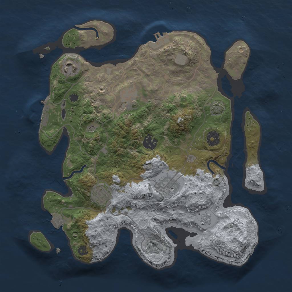 Rust Map: Procedural Map, Size: 3000, Seed: 15395, 13 Monuments