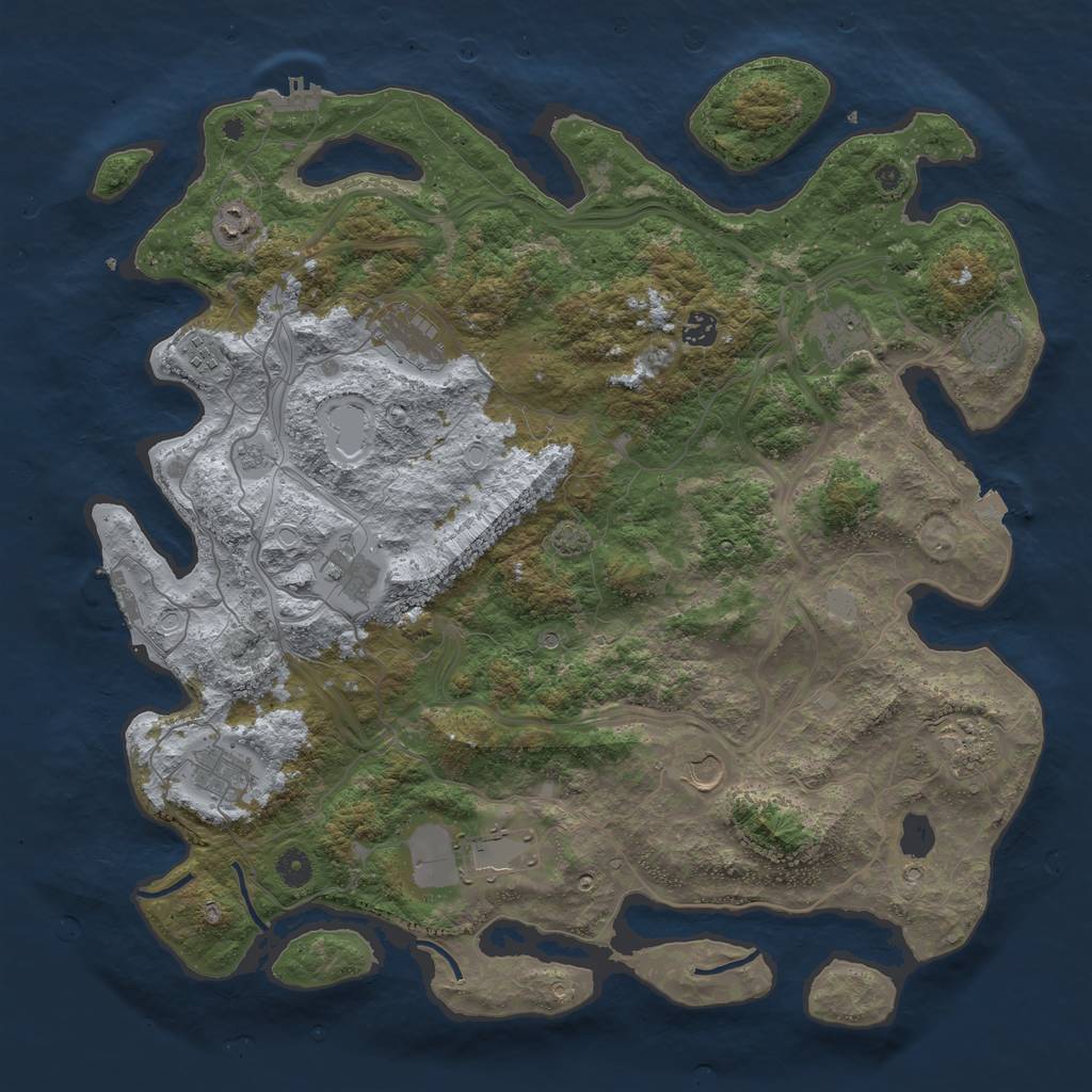 Rust Map: Procedural Map, Size: 4500, Seed: 1623295750, 19 Monuments