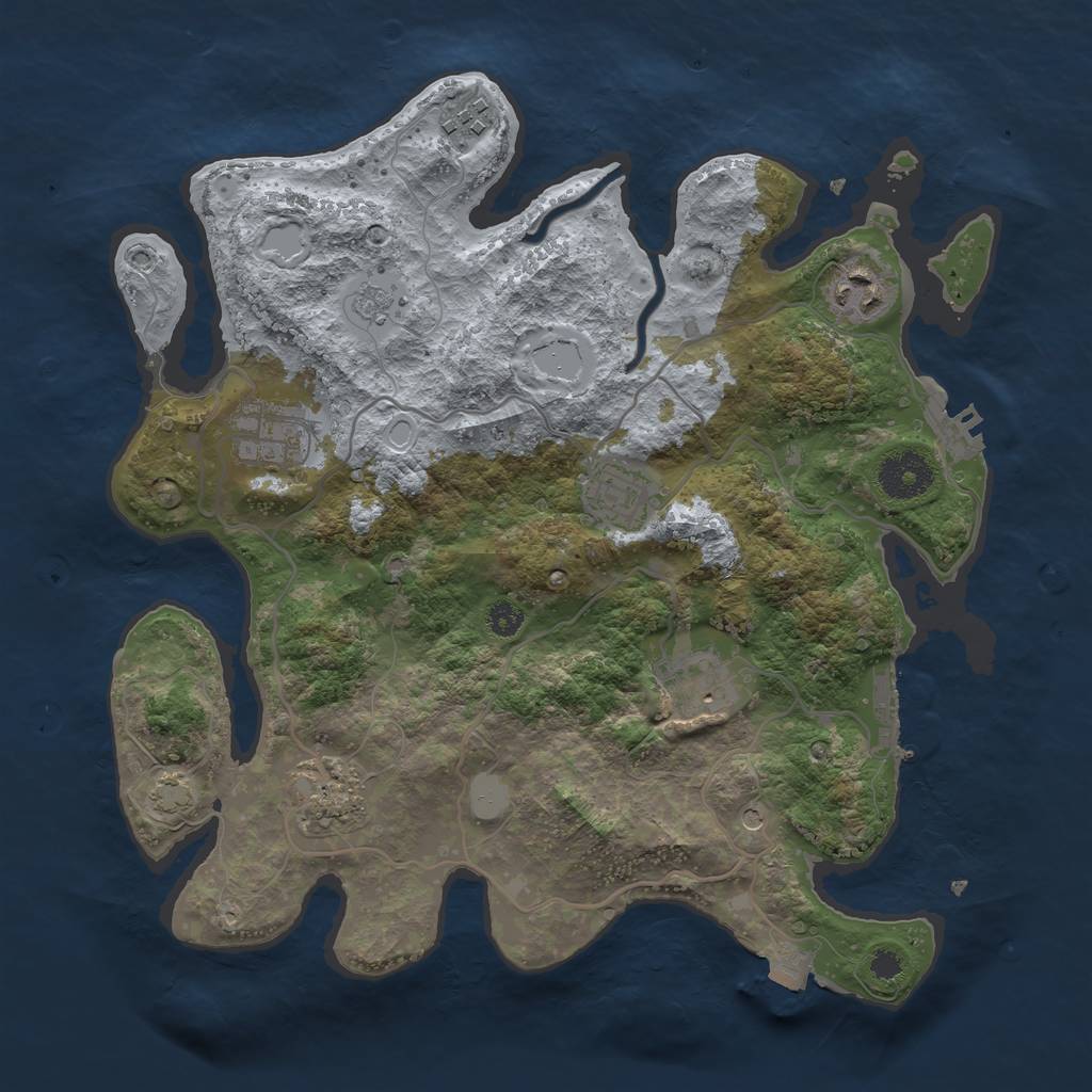 Rust Map: Procedural Map, Size: 3250, Seed: 357347, 14 Monuments