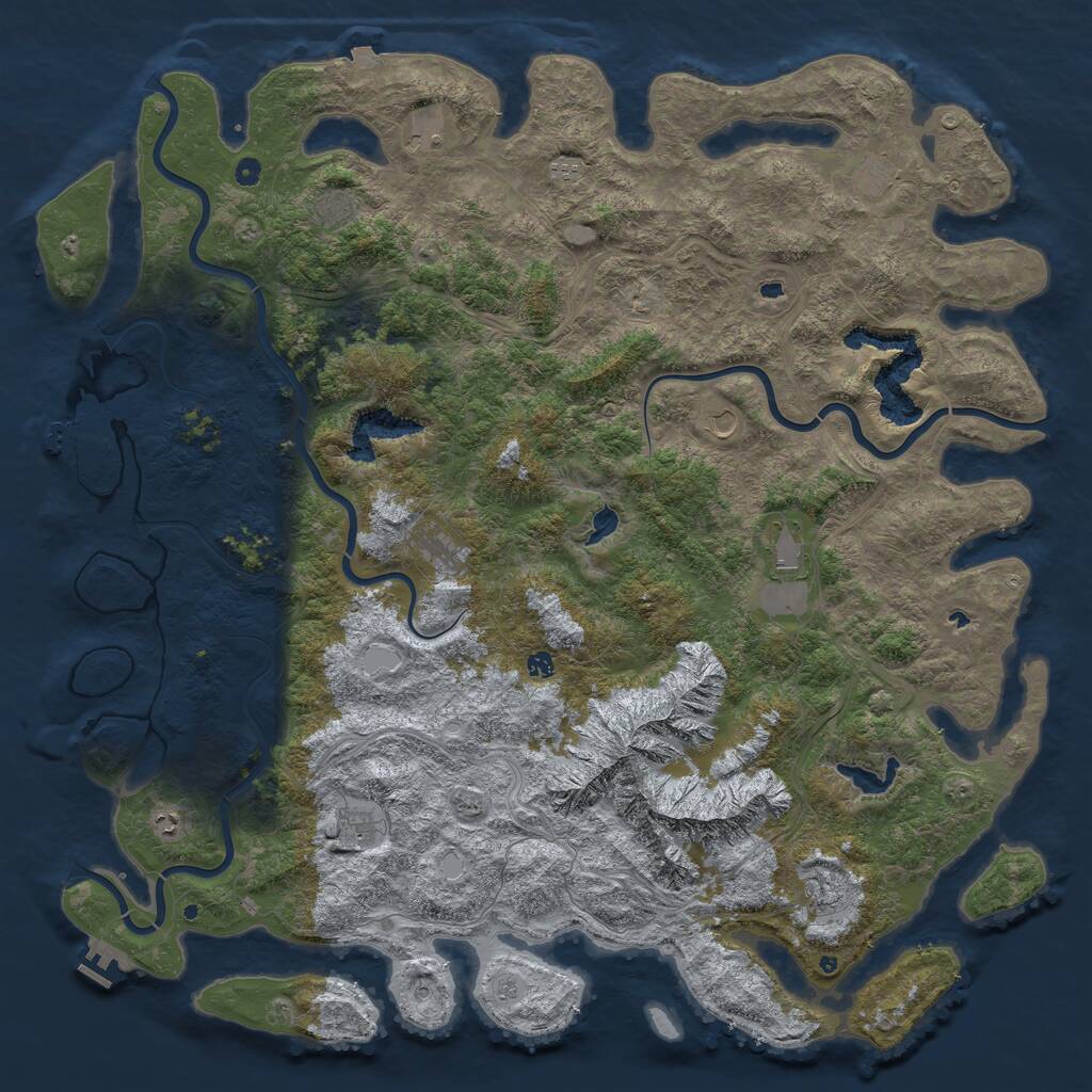 Rust Map: Procedural Map, Size: 6000, Seed: 1356100382, 17 Monuments