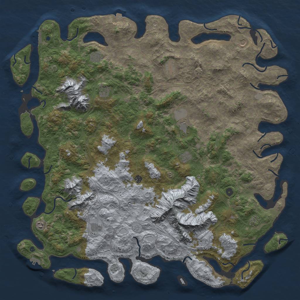 Rust Map: Procedural Map, Size: 6000, Seed: 1356100382, 19 Monuments