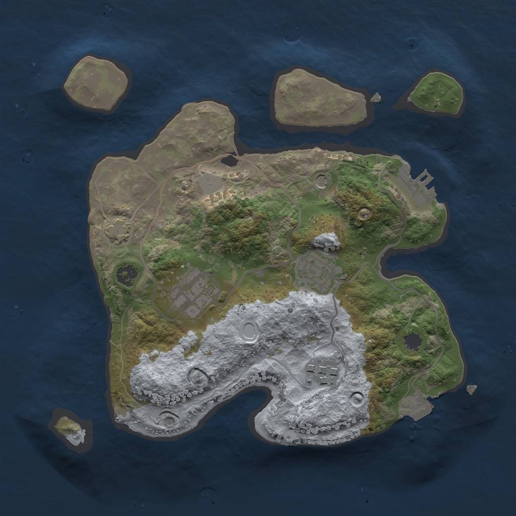Rust Map: Procedural Map, Size: 2500, Seed: 1029367135, 9 Monuments
