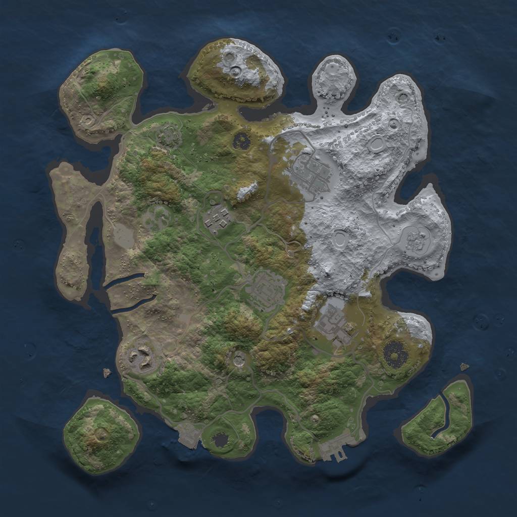 Rust Map: Procedural Map, Size: 3000, Seed: 18688, 12 Monuments
