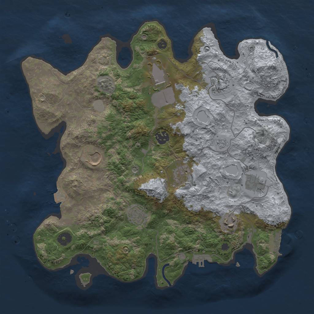 Rust Map: Procedural Map, Size: 3500, Seed: 381543281, 16 Monuments