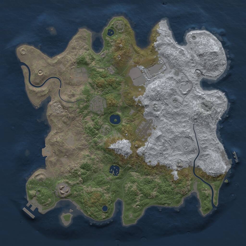 Rust Map: Procedural Map, Size: 3500, Seed: 381543281, 13 Monuments