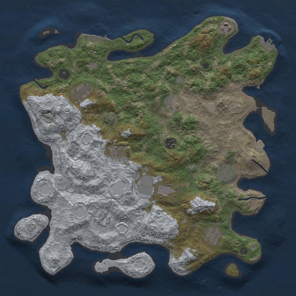 Rust Map: Procedural Map, Size: 4000, Seed: 1578725262, 18 Monuments