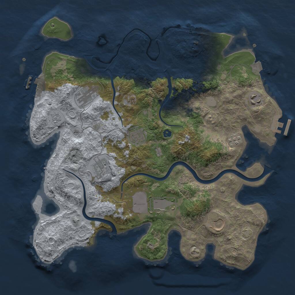 Rust Map: Procedural Map, Size: 3600, Seed: 1696420642, 13 Monuments