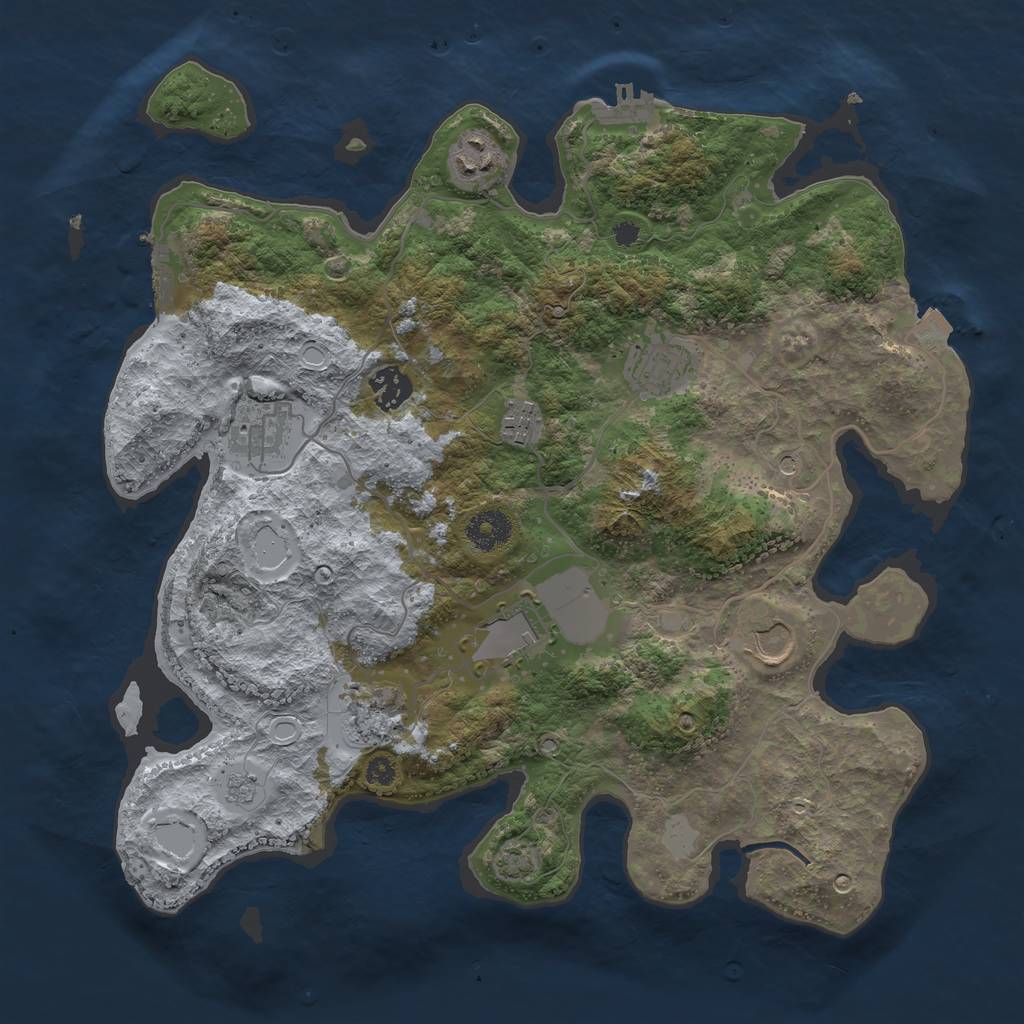 Rust Map: Procedural Map, Size: 3600, Seed: 1696420642, 16 Monuments