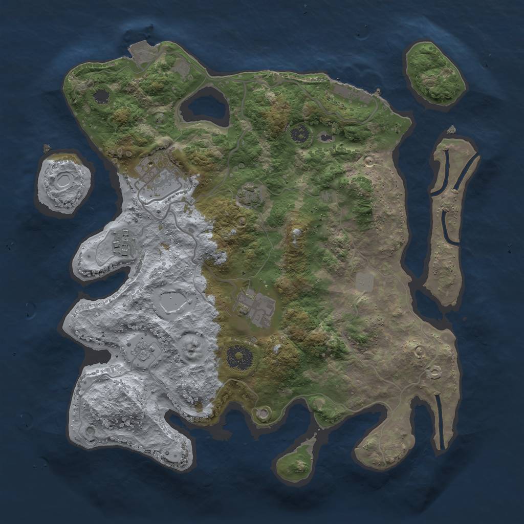 Rust Map: Procedural Map, Size: 3000, Seed: 32637, 9 Monuments
