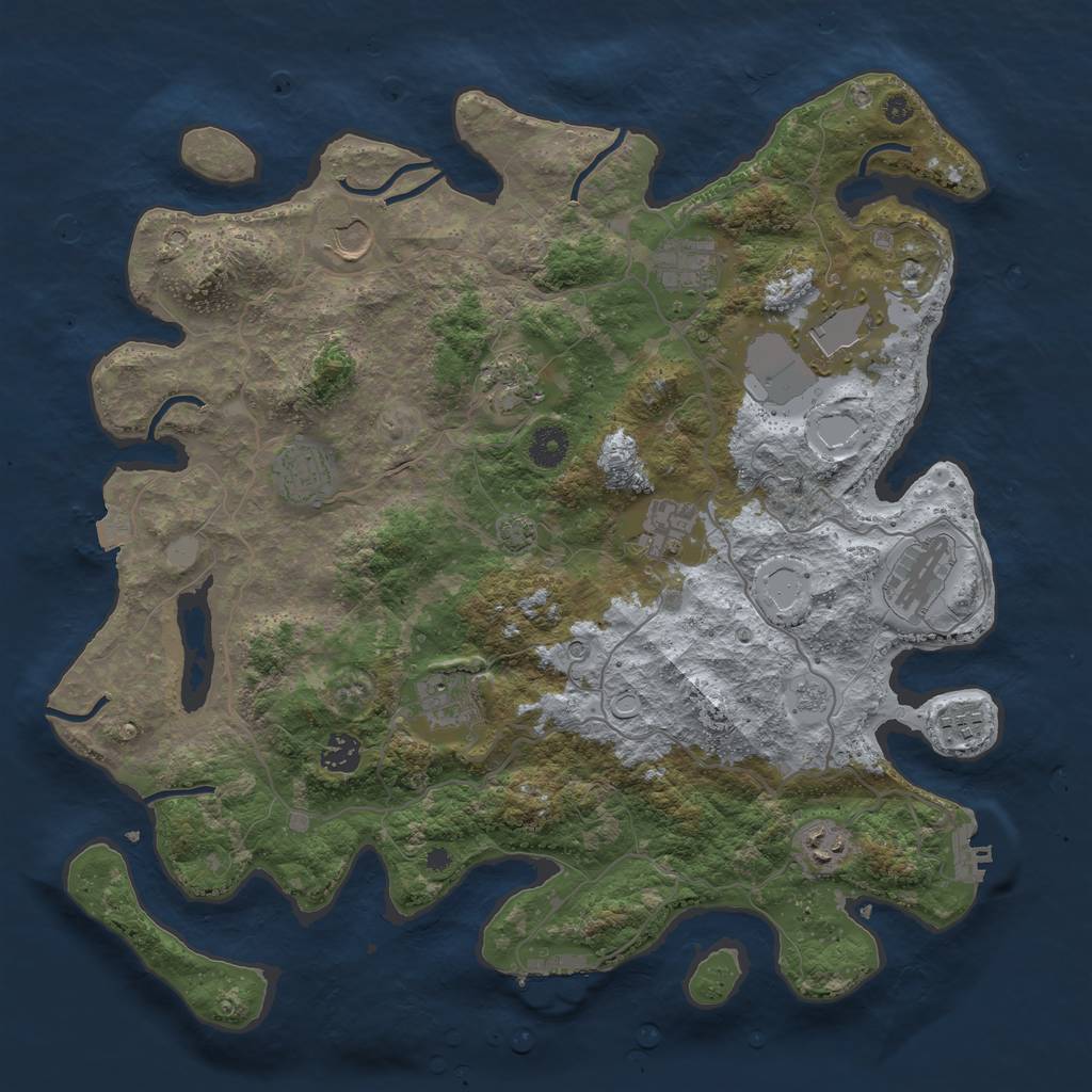 Rust Map: Procedural Map, Size: 4000, Seed: 13375, 19 Monuments