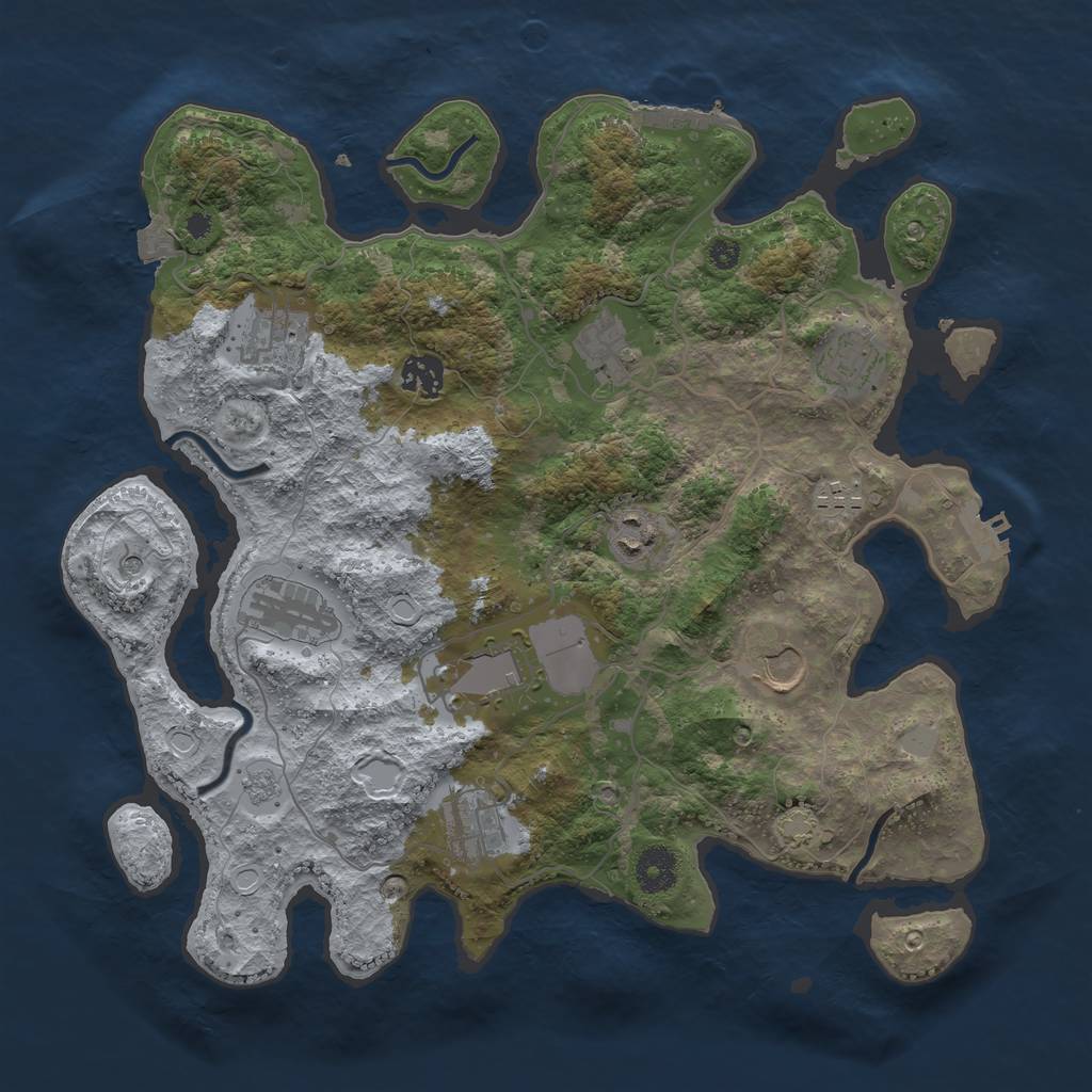 Rust Map: Procedural Map, Size: 3650, Seed: 1020183260, 18 Monuments
