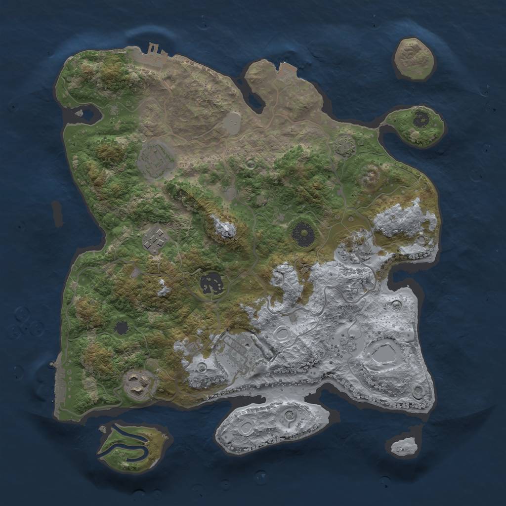 Rust Map: Procedural Map, Size: 3250, Seed: 327878156, 14 Monuments