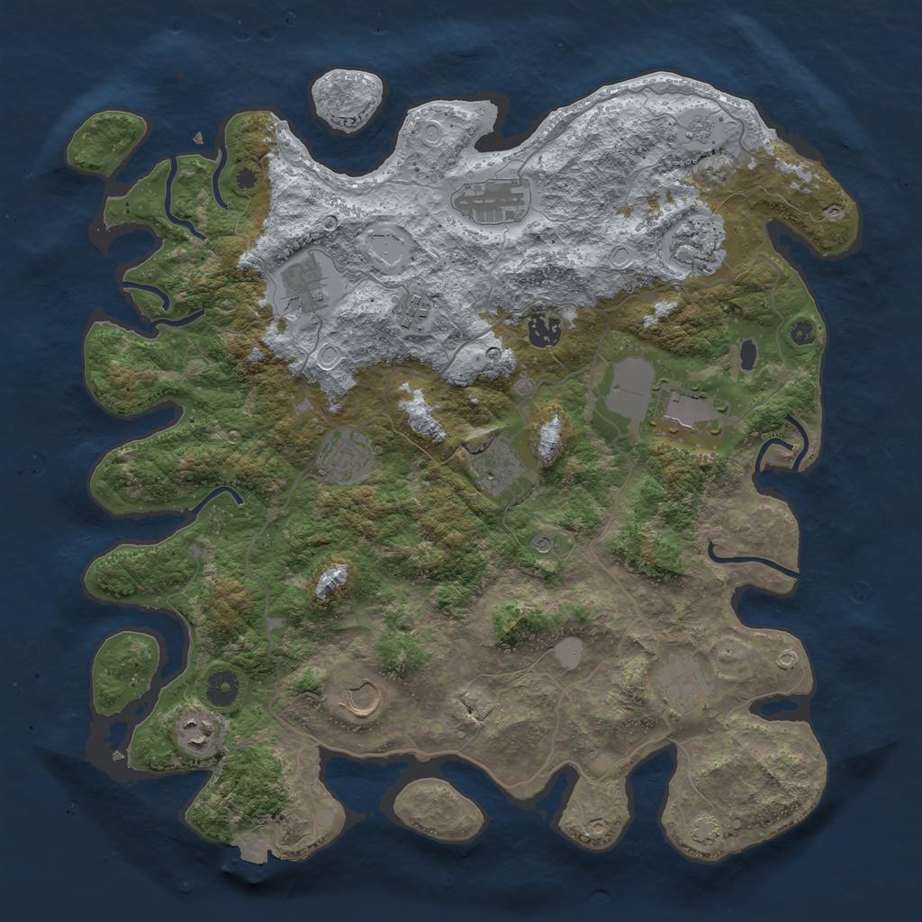 Rust Map: Procedural Map, Size: 4000, Seed: 777555111, 17 Monuments