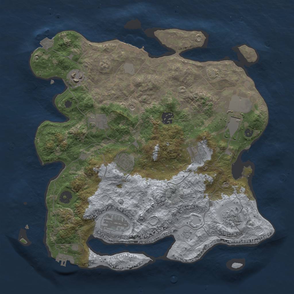 Rust Map: Procedural Map, Size: 3500, Seed: 957053892, 16 Monuments