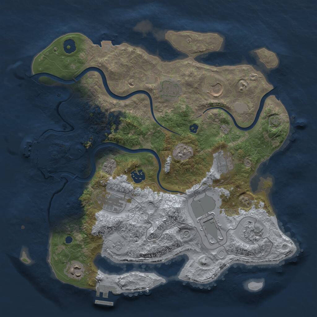 Rust Map: Procedural Map, Size: 3500, Seed: 957053892, 15 Monuments