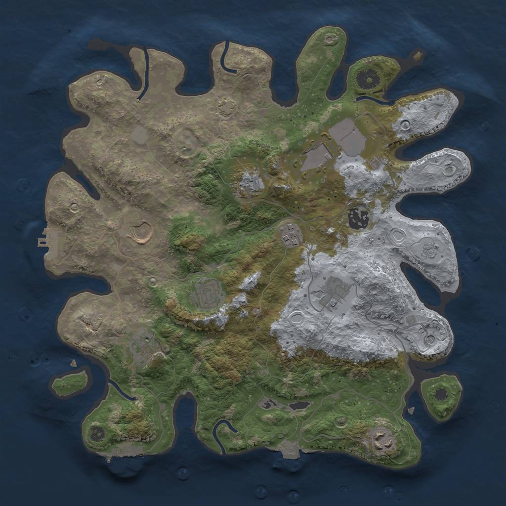 Rust Map: Procedural Map, Size: 3500, Seed: 324235676, 17 Monuments