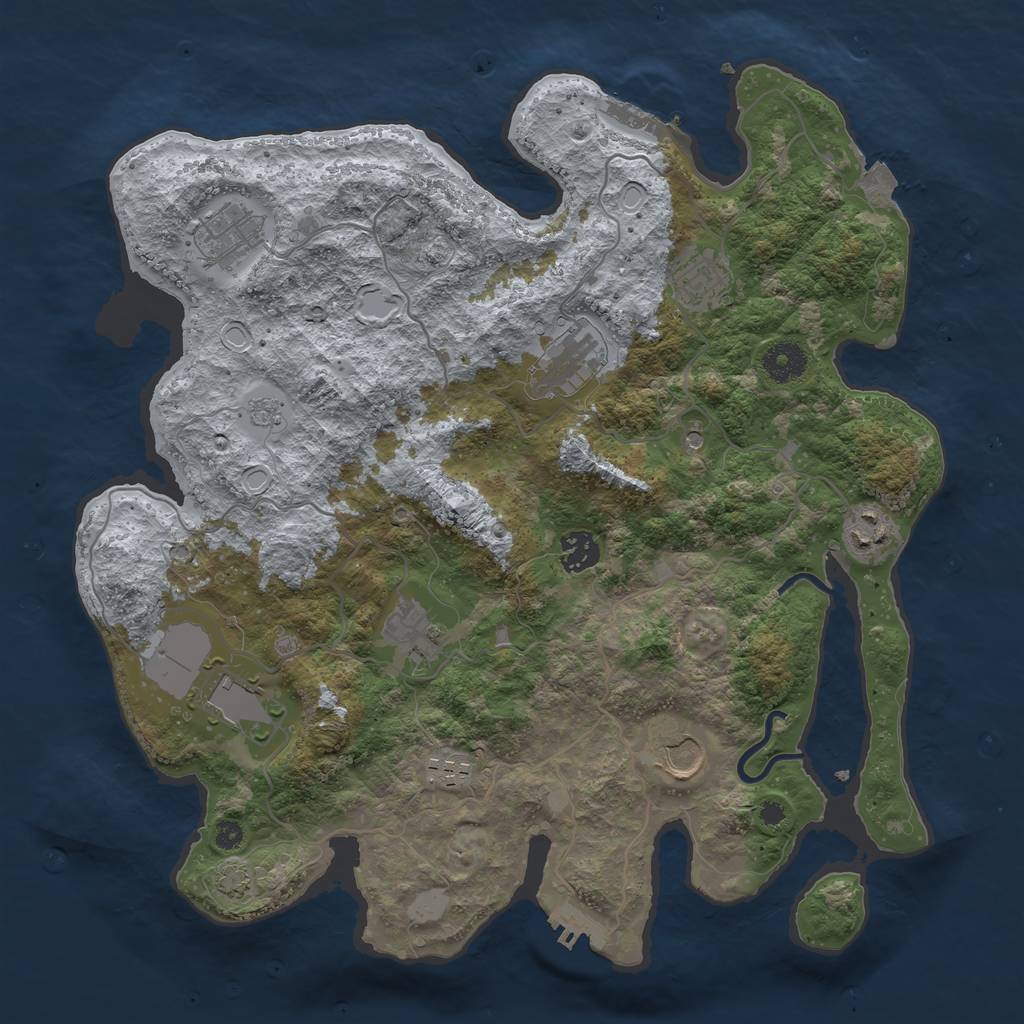 Rust Map: Procedural Map, Size: 3700, Seed: 49717307, 17 Monuments