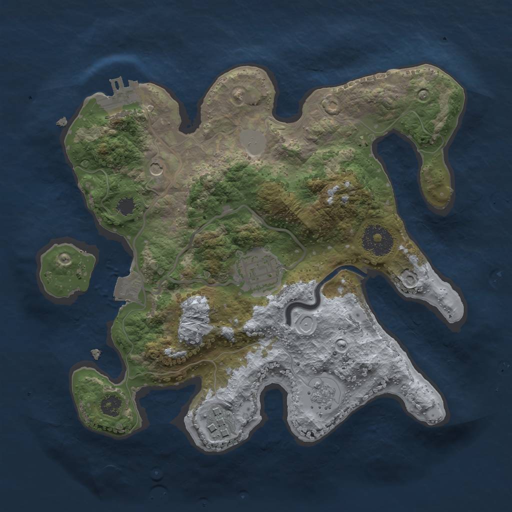 Rust Map: Procedural Map, Size: 2500, Seed: 414397674, 8 Monuments