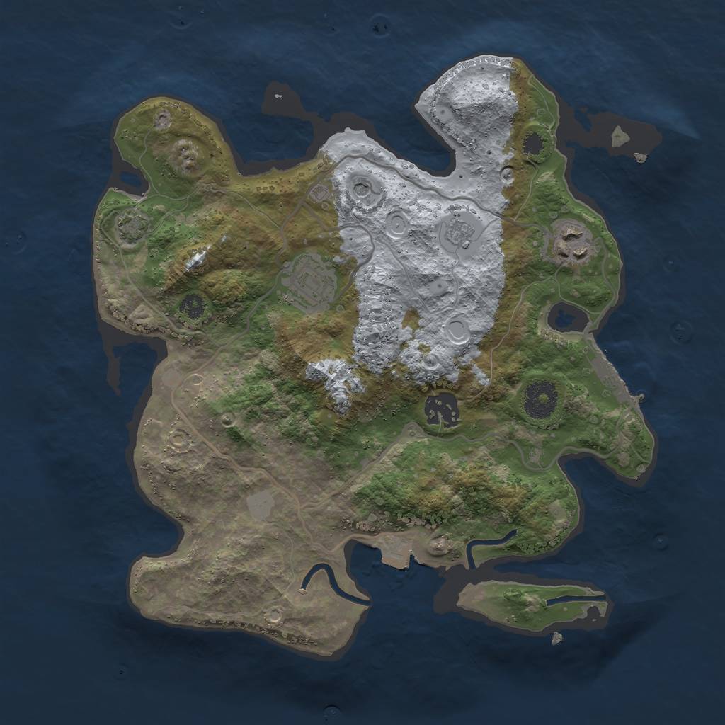 Rust Map: Procedural Map, Size: 3000, Seed: 24184, 10 Monuments