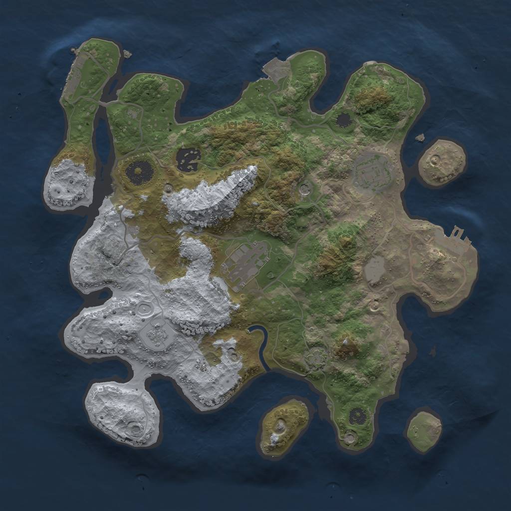 Rust Map: Procedural Map, Size: 3000, Seed: 84115, 11 Monuments