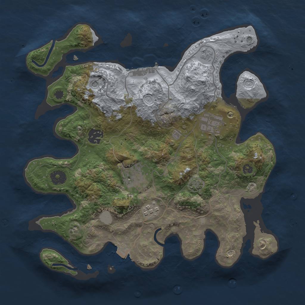 Rust Map: Procedural Map, Size: 3000, Seed: 715338521, 11 Monuments